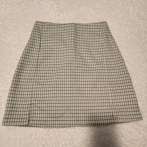 John Galt Plaid Mini Skirt Green‎ White Women's Size XS
